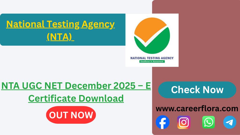 NTA UGC NET December 2025 – E Certificate Download