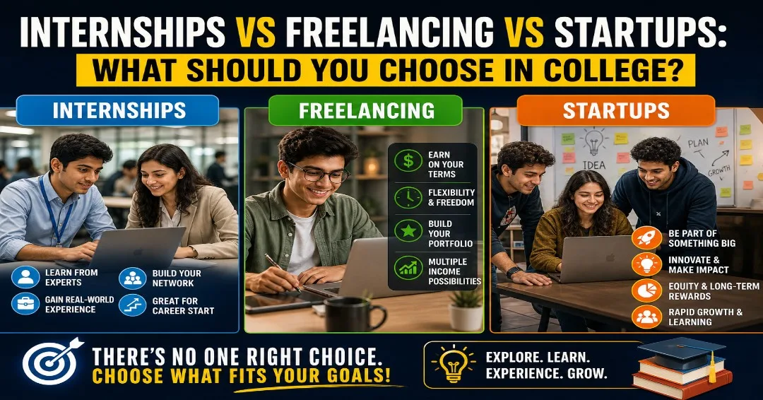 Internships vs Freelancing vs Startups: What Should You Choose in College