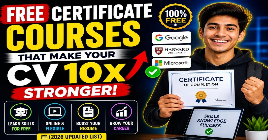 Free Certificate Courses That Make Your CV 10x Stronger (2026 Updated List)
