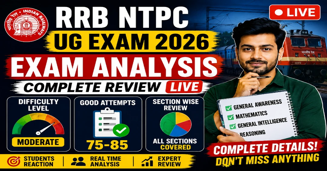 RRB NTPC UG Exam Analysis 2026 LIVE: Difficulty Level, Good Attempts & Section Wise Review
