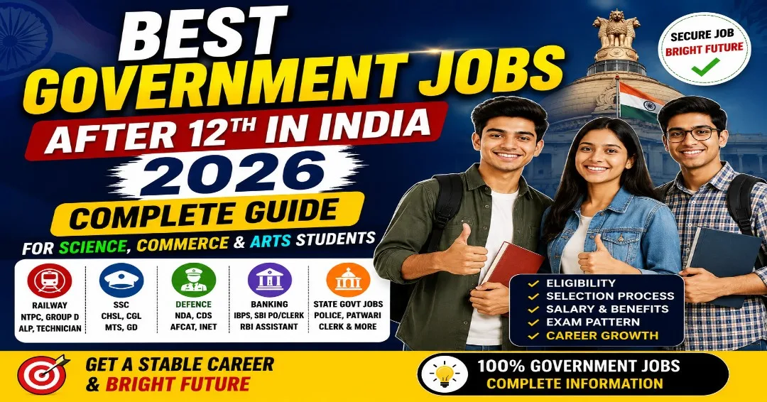 Best Government Jobs After 12th in India 2026 – Complete Guide for Science, Commerce & Arts Students