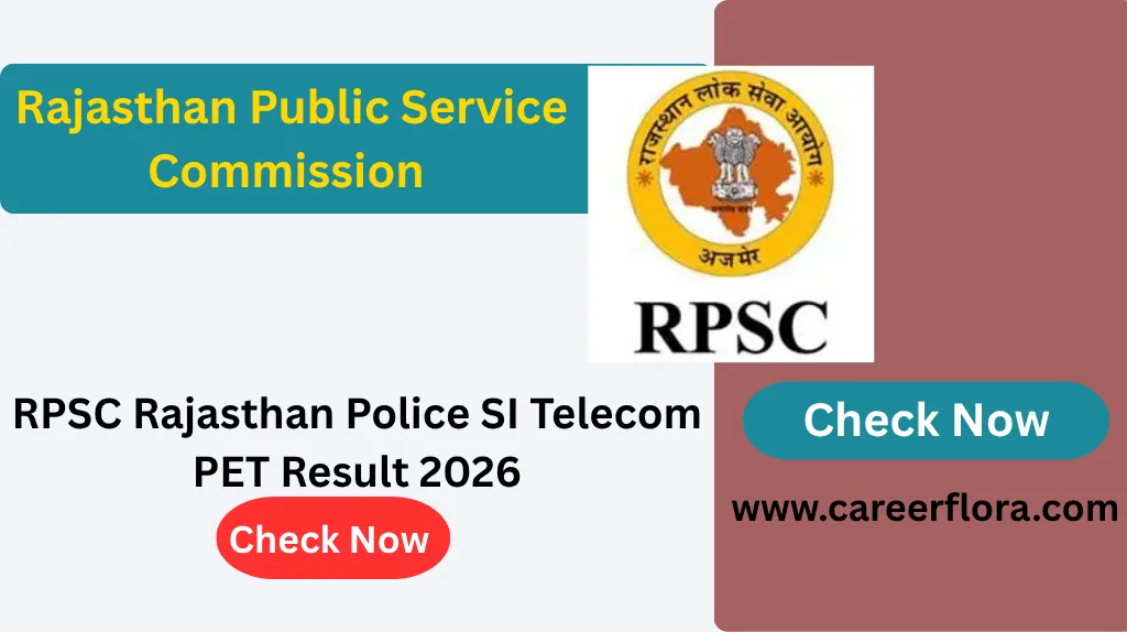 RPSC Rajasthan Police SI Telecom PET Result 2026