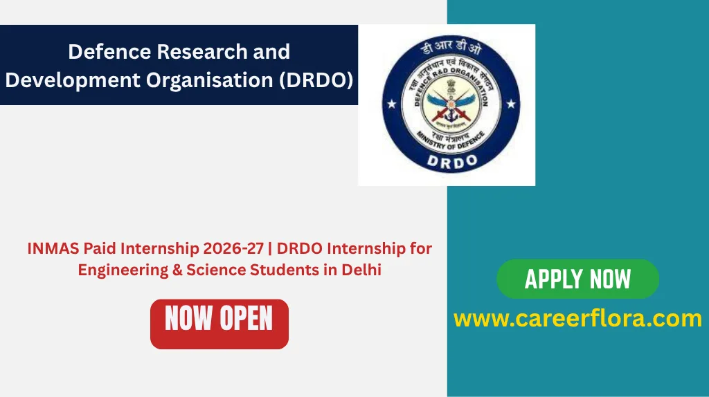 INMAS Paid Internship 2026-27 | DRDO Internship for Engineering & Science Students in Delhi