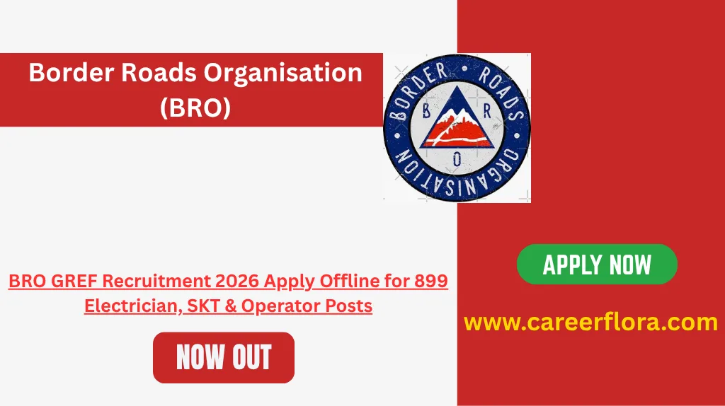 BRO GREF Recruitment 2026 Apply Offline for 899 Electrician, SKT & Operator Posts