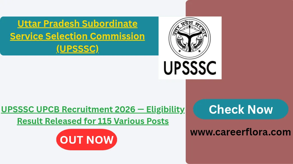 UPSSSC UPCB Recruitment 2026 — Eligibility Result Released for 115 Various Posts