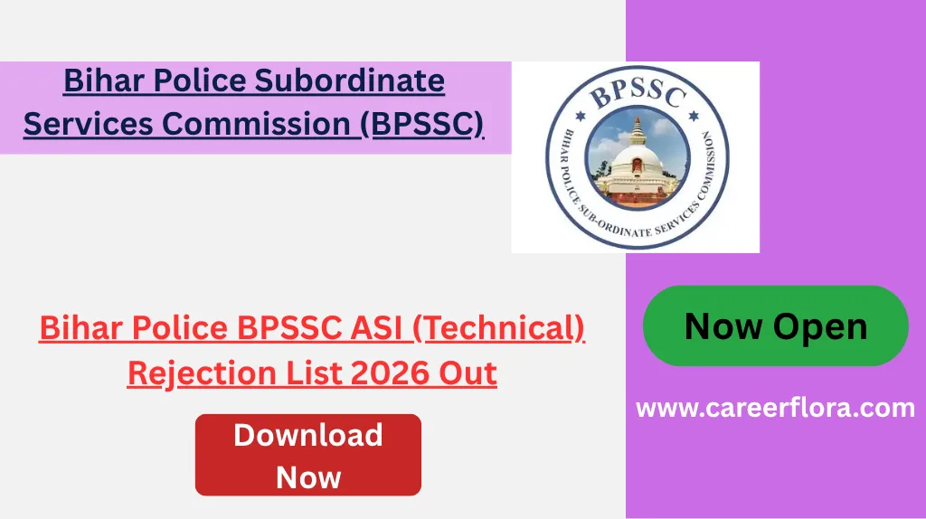 Bihar Police BPSSC ASI (Technical) Rejection List 2026 Out