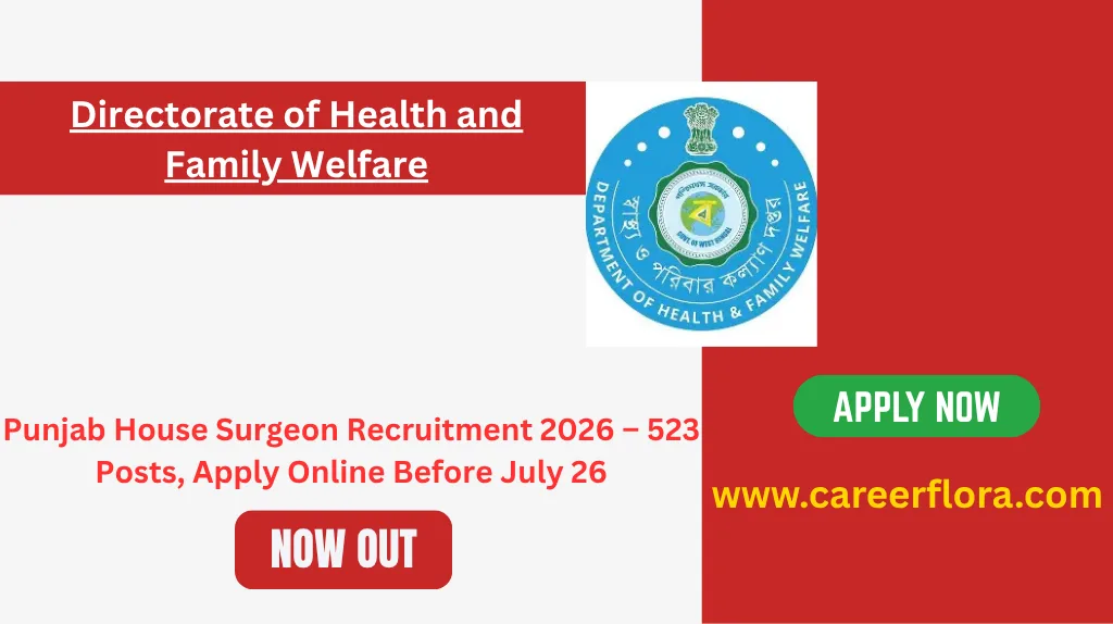 Punjab House Surgeon Recruitment 2026 – 523 Posts, Apply Online Before July 26
