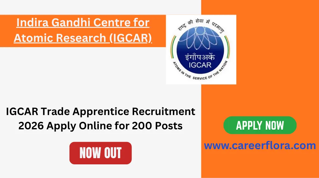 IGCAR Trade Apprentice Recruitment 2026 Apply Online for 200 Posts