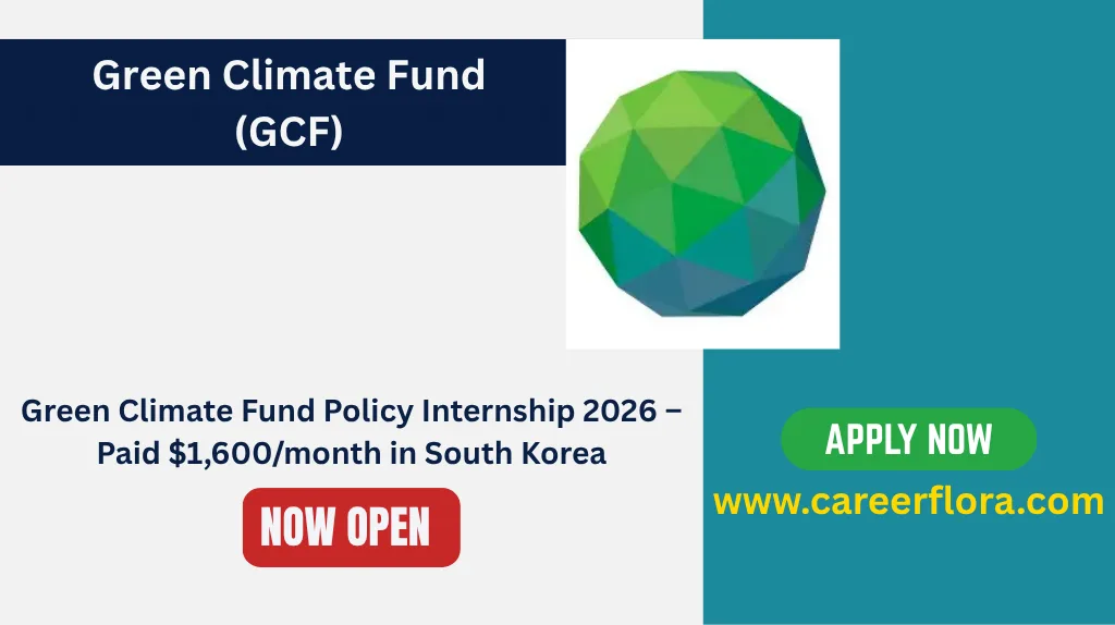 Green Climate Fund Policy Internship 2026 – Paid $1,600/month in South Korea