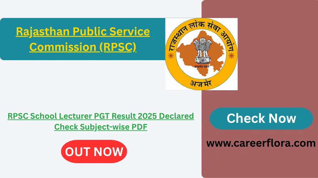 RPSC School Lecturer PGT Result 2025 Declared | Check Subject-wise PDF