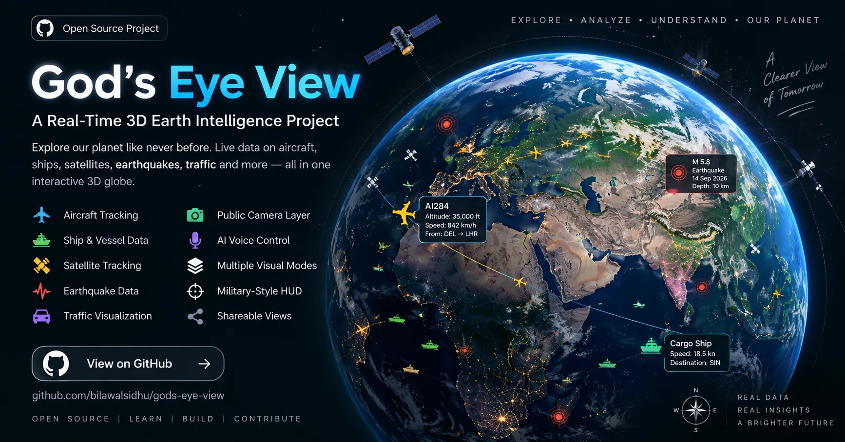 God's Eye View GitHub Project: Real-Time 3D Earth Intelligence
