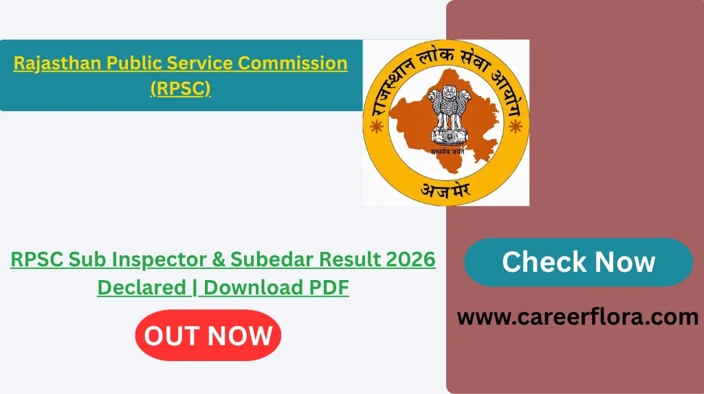 RPSC Sub Inspector & Subedar Result 2026